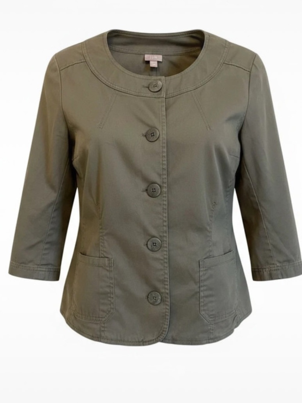 J. Jill Olive Green Round-Neck Utility Jacket